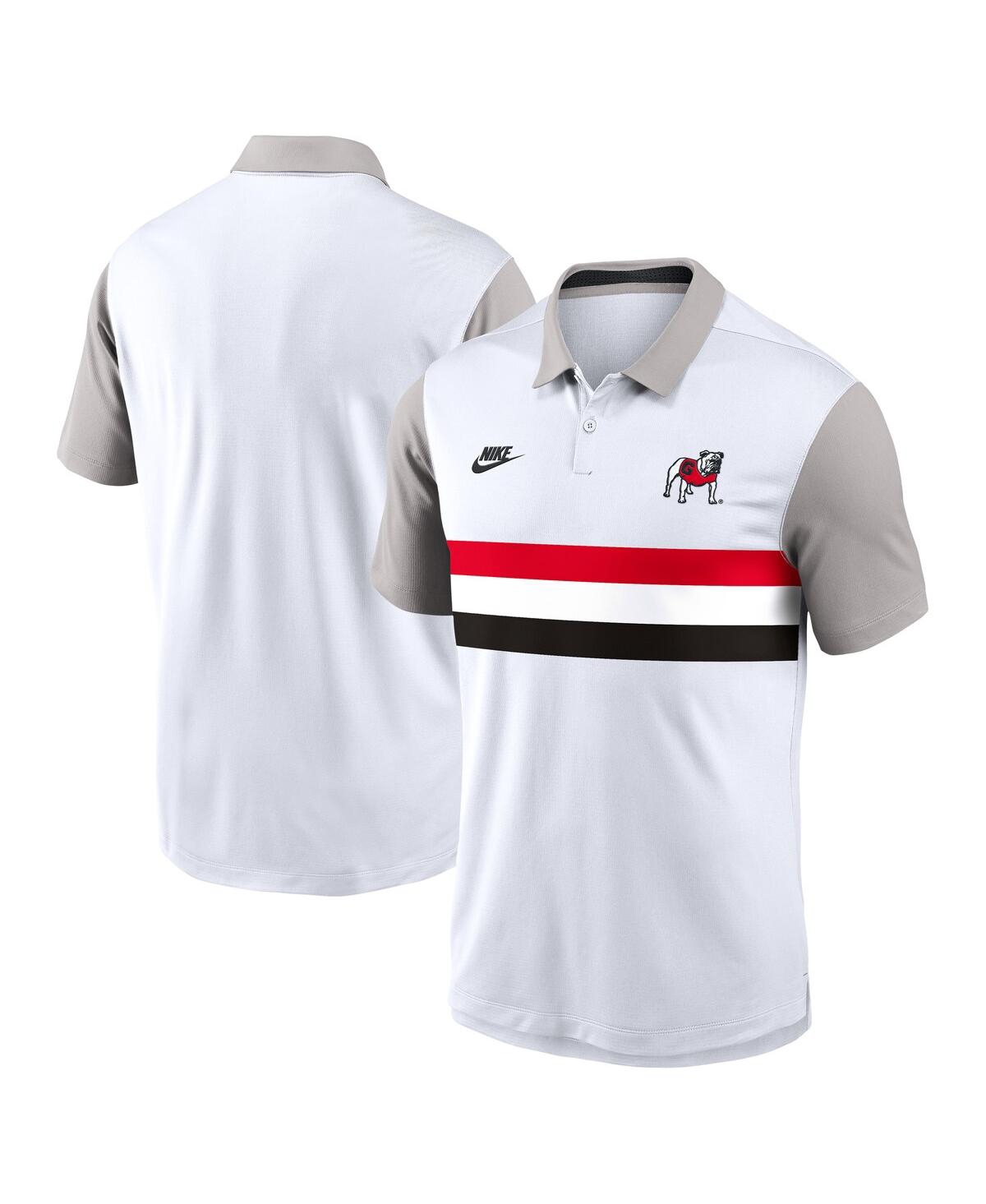 Men's White/Gray Georgia Bulldogs Athletic Prep Legacy Logo Vapor Performance Polo Shirt - White, Gray