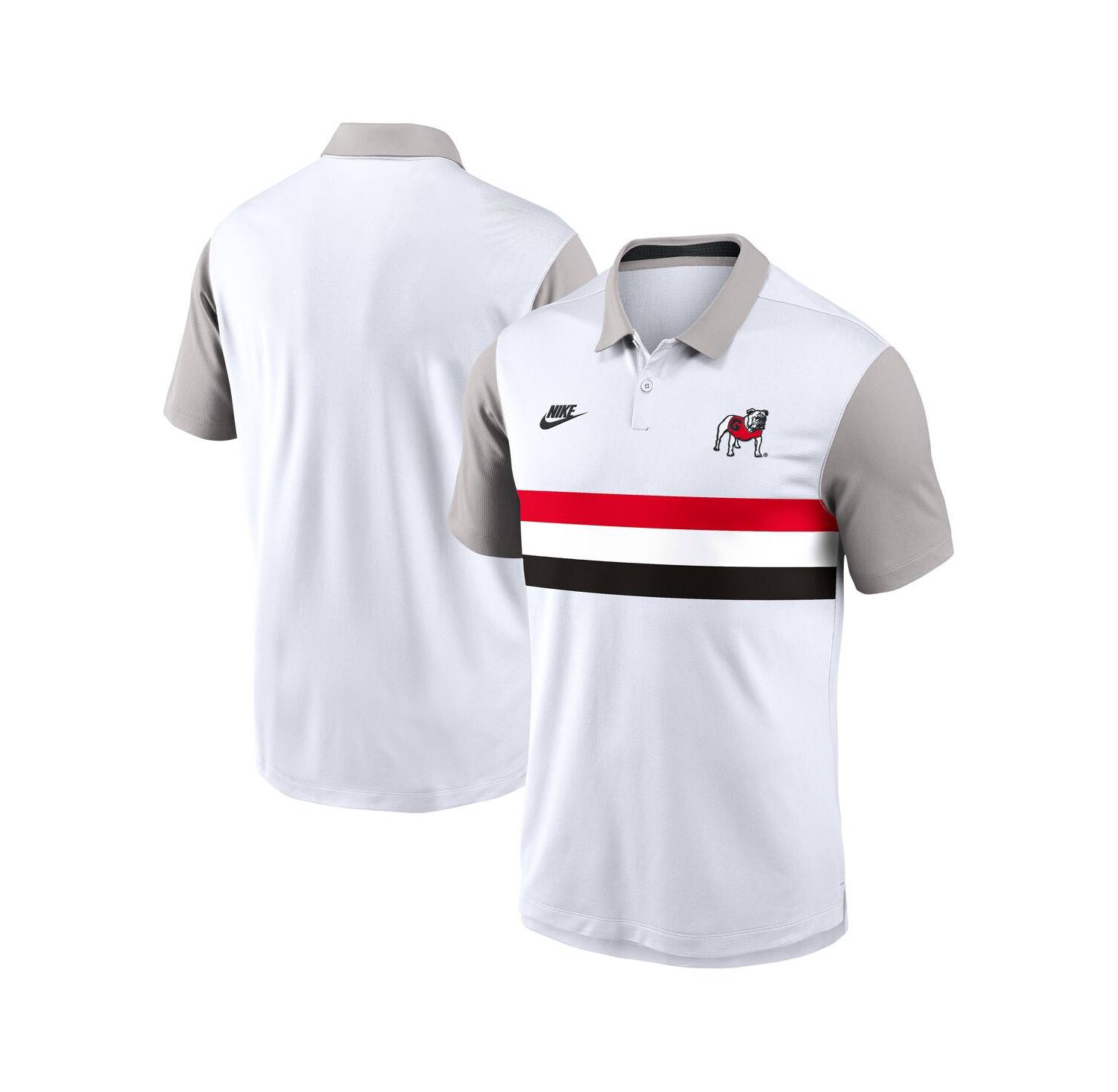Men's White/Gray Georgia Bulldogs Athletic Prep Legacy Logo Vapor Performance Polo Shirt