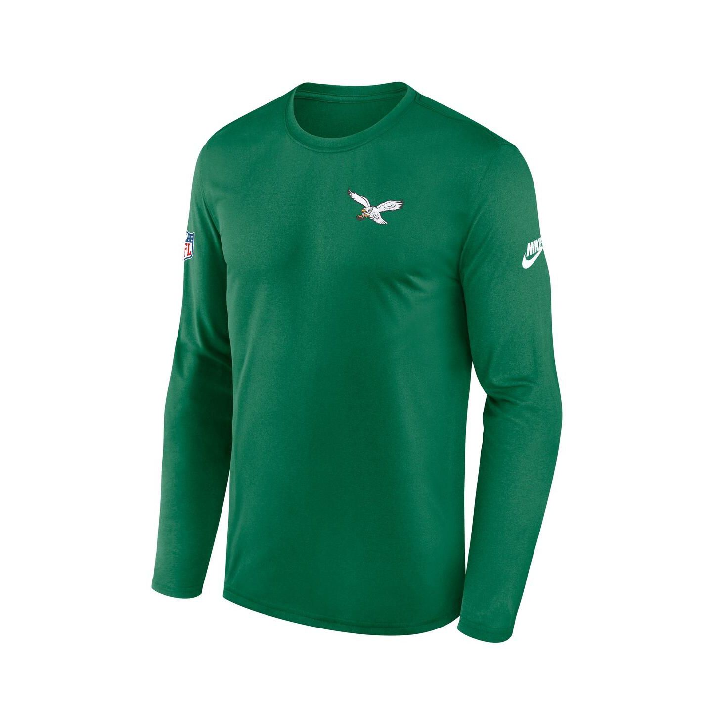 Мужская футболка Nike Kelly Green Philadelphia Eagles Legend Small Logo Performance Long Sleeve — фото 2