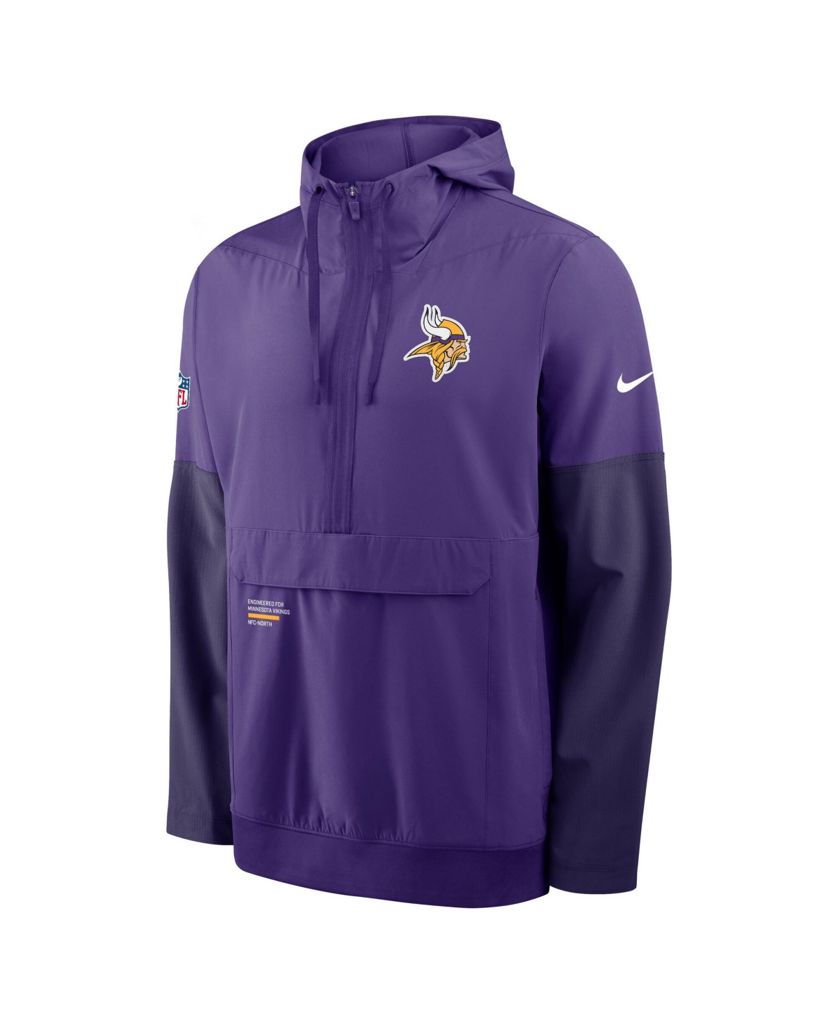 Nike Purple Minnesota Vikings Sideline Anorak Half-zip Hoodie Jacket In Purple