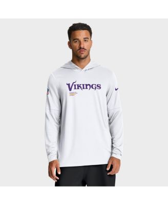 Nike - Men's White Minnesota Vikings Sideline Pure Fury Performance Long Sleeve Hoodie T-Shirt