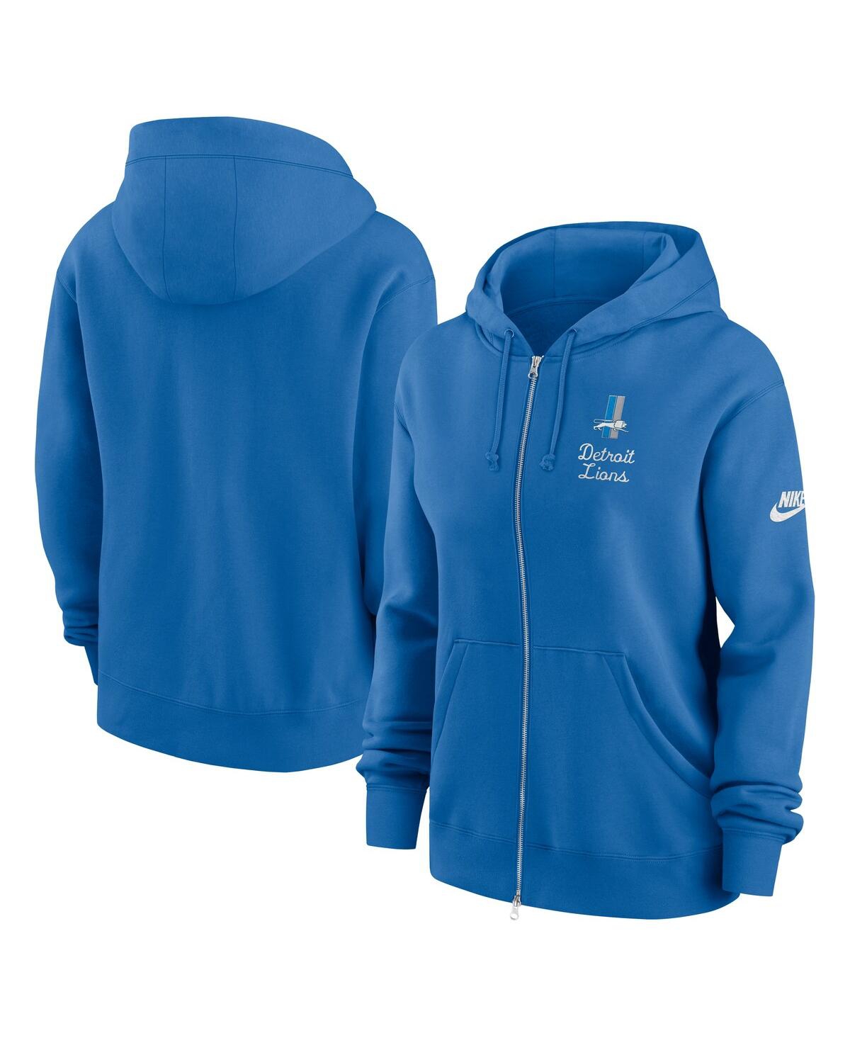 Women's Blue Detroit Lions Phoenix Rewind Full-Zip Hoodie - Blue