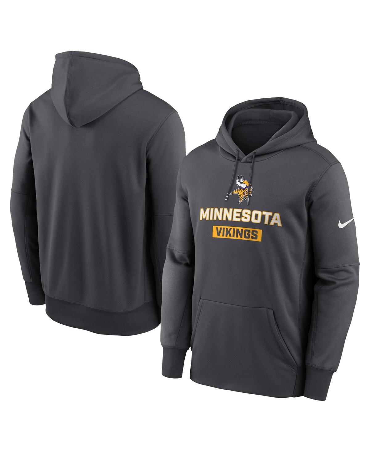 Men's Anthracite Minnesota Vikings Toss Sweep Performance Pullover Hoodie - Anthracite