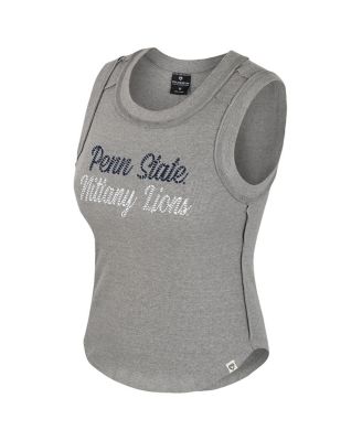 Women's Heather Gray Penn State Nittany Lions Beach You Ribbed Tri-Blend Tank Top