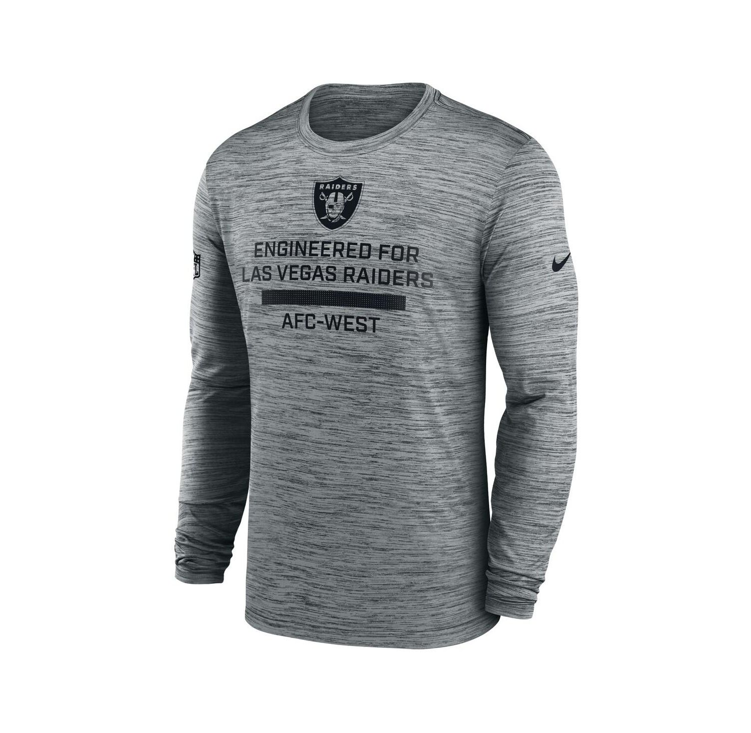 Men's Gray Las Vegas Raiders Sideline Velocity Performance Long Sleeve T-Shirt