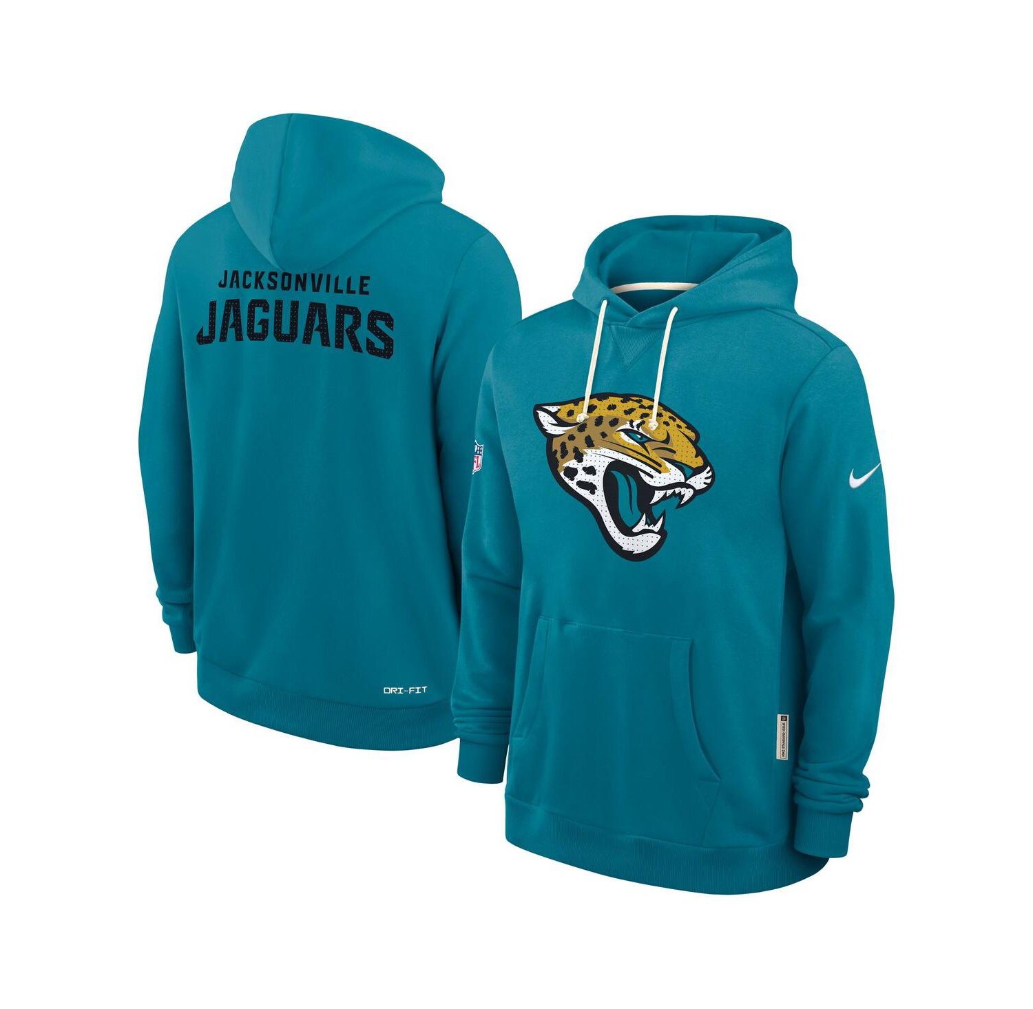 Men's Teal Jacksonville Jaguars Sideline Initial Home Performance Pullover Hoodie