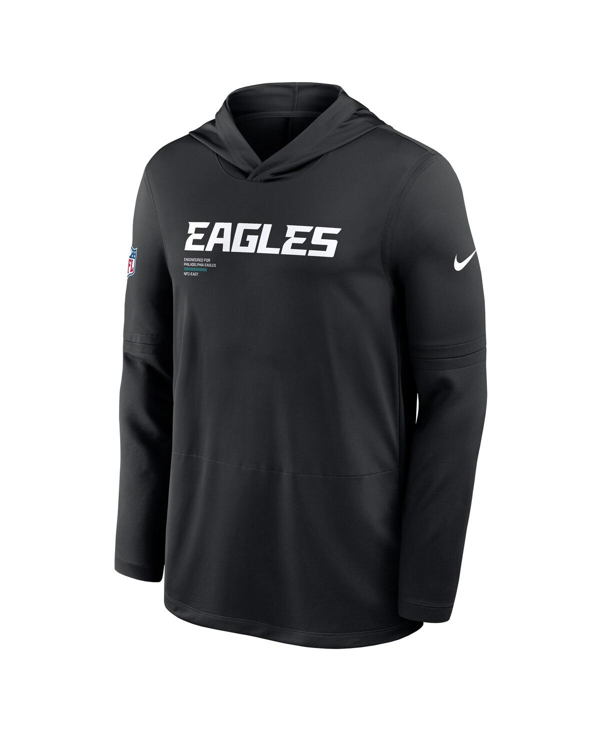 Nike Black Philadelphia Eagles Sideline Pure Fury Performance Long Sleeve Hoodie T-shirt In Black