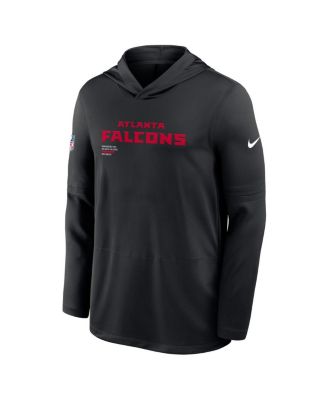 Men's Black Atlanta Falcons Sideline Pure Fury Performance Long Sleeve Hoodie T-Shirt