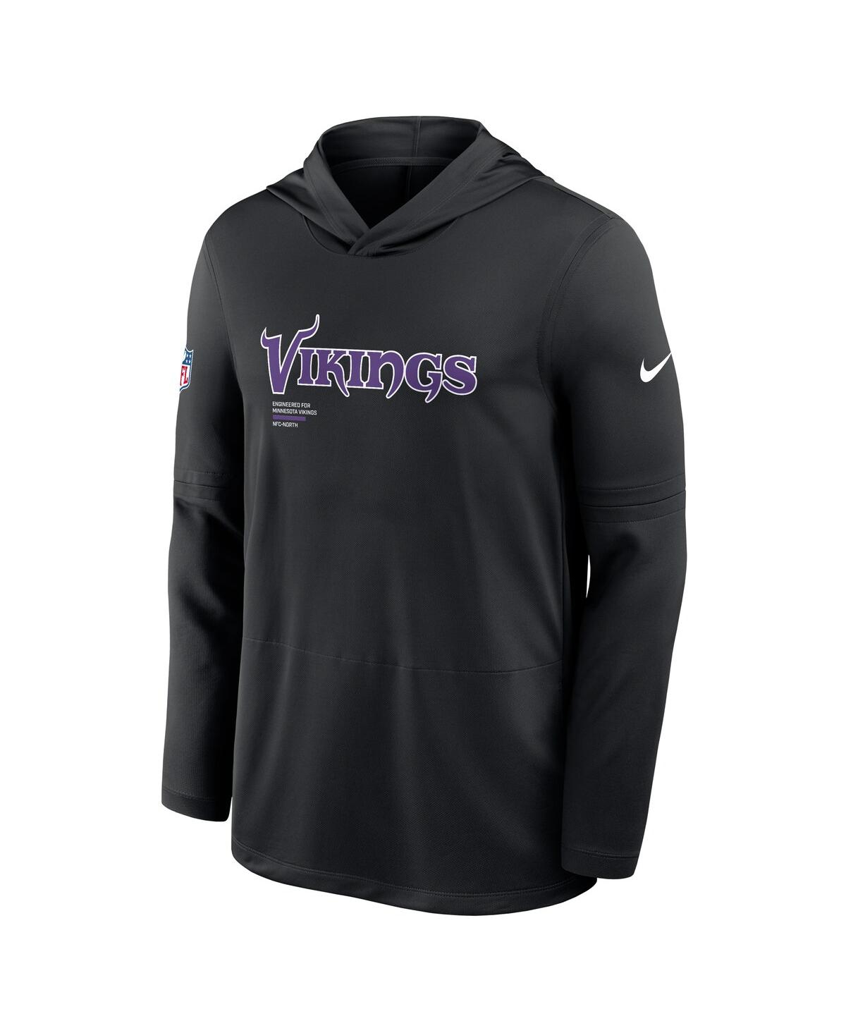 Nike Black Minnesota Vikings Sideline Pure Fury Performance Long Sleeve Hoodie T-shirt In Black