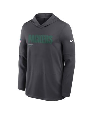 Men's Anthracite Green Bay Packers Sideline Pure Fury Performance Long Sleeve Hoodie T-Shirt