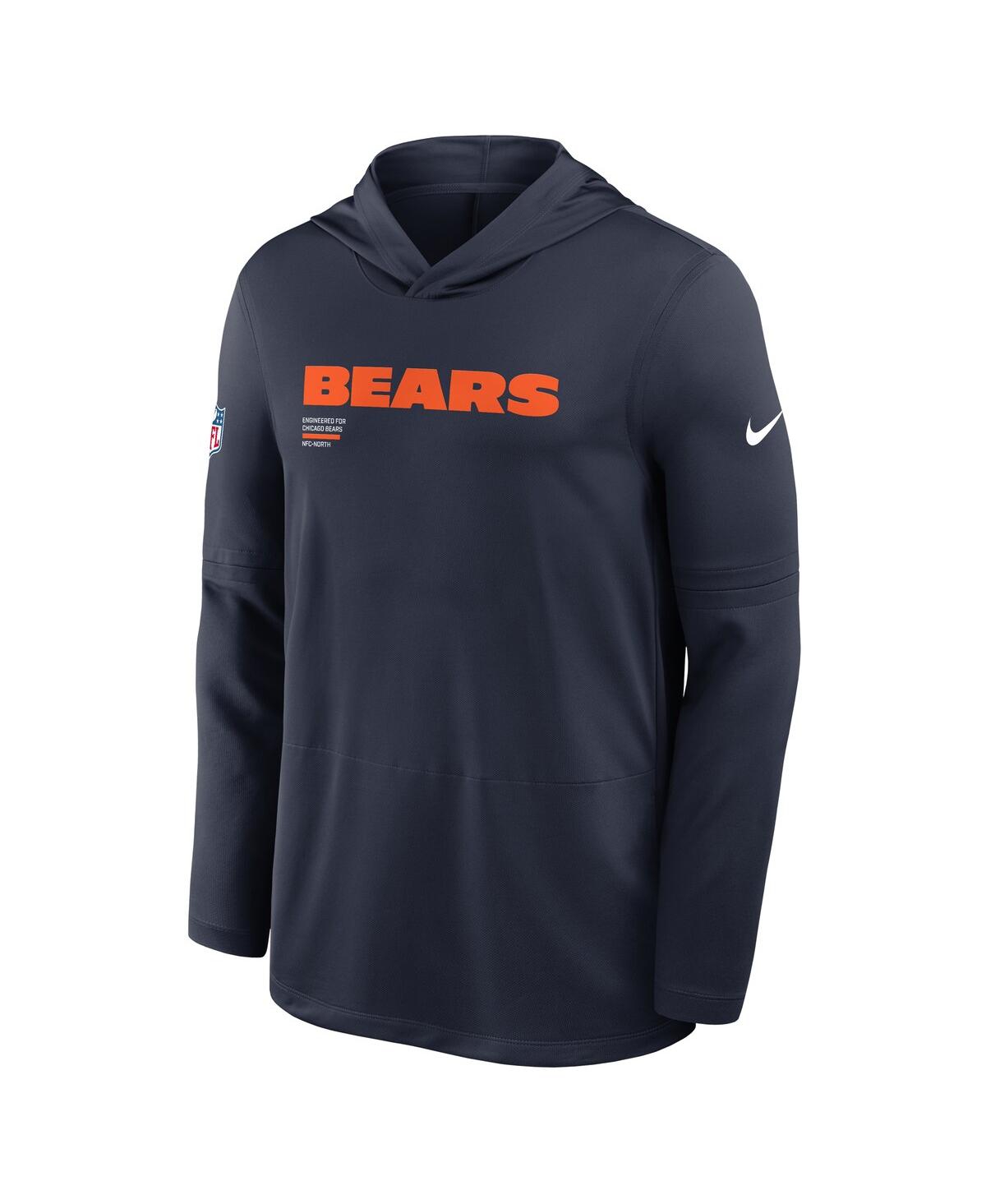 Nike Navy Chicago Bears Sideline Pure Fury Performance Long Sleeve Hoodie T-shirt In Blue