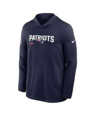Men's Navy New England Patriots Sideline Pure Fury Performance Long Sleeve Hoodie T-Shirt