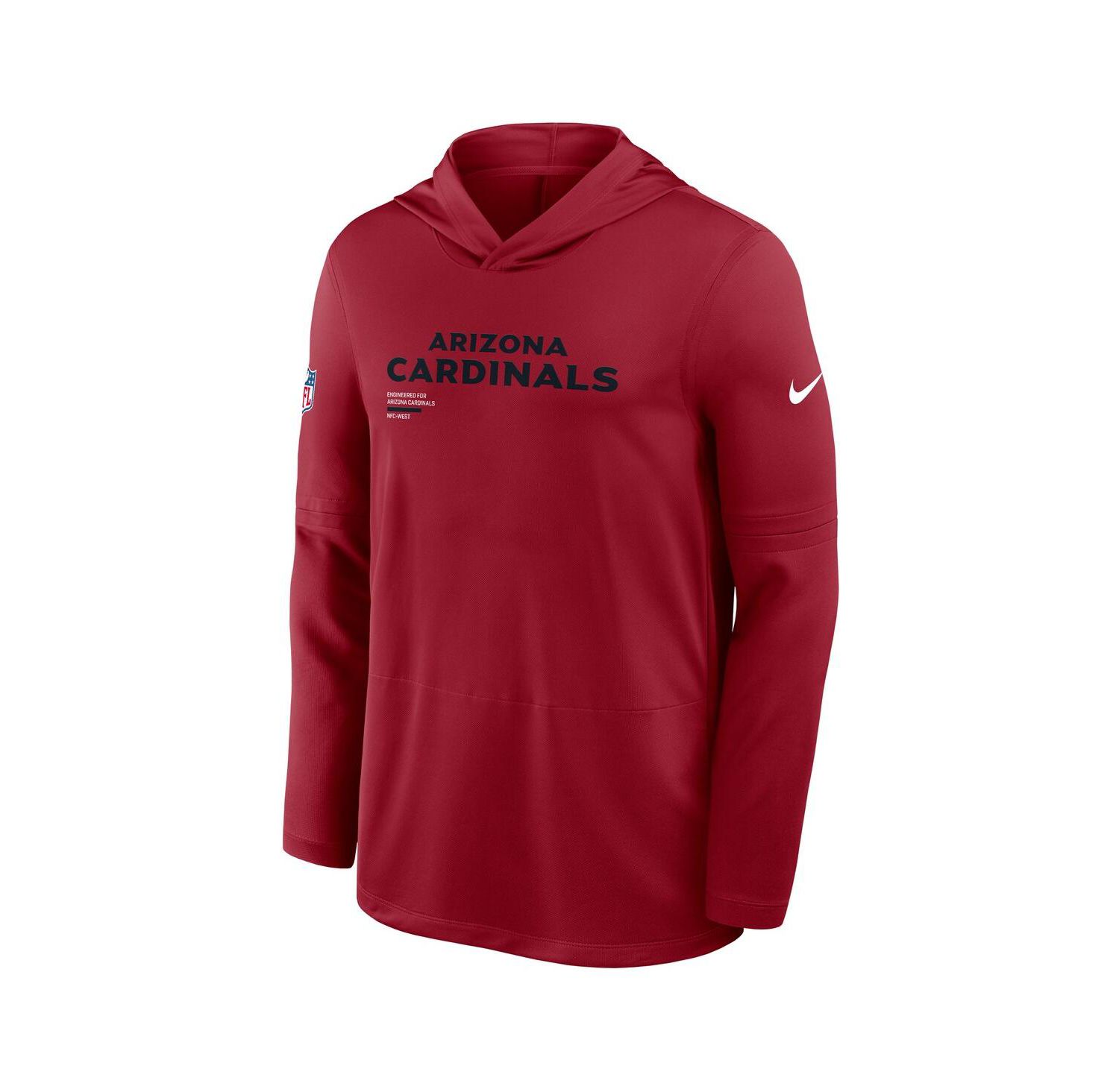 Men's Cardinal Arizona Cardinals Sideline Pure Fury Performance Long Sleeve Hoodie T-Shirt