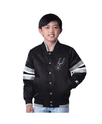 Starter - Big Boys and Girls Black San Antonio Spurs Scout Varsity Full-Snap Jacket