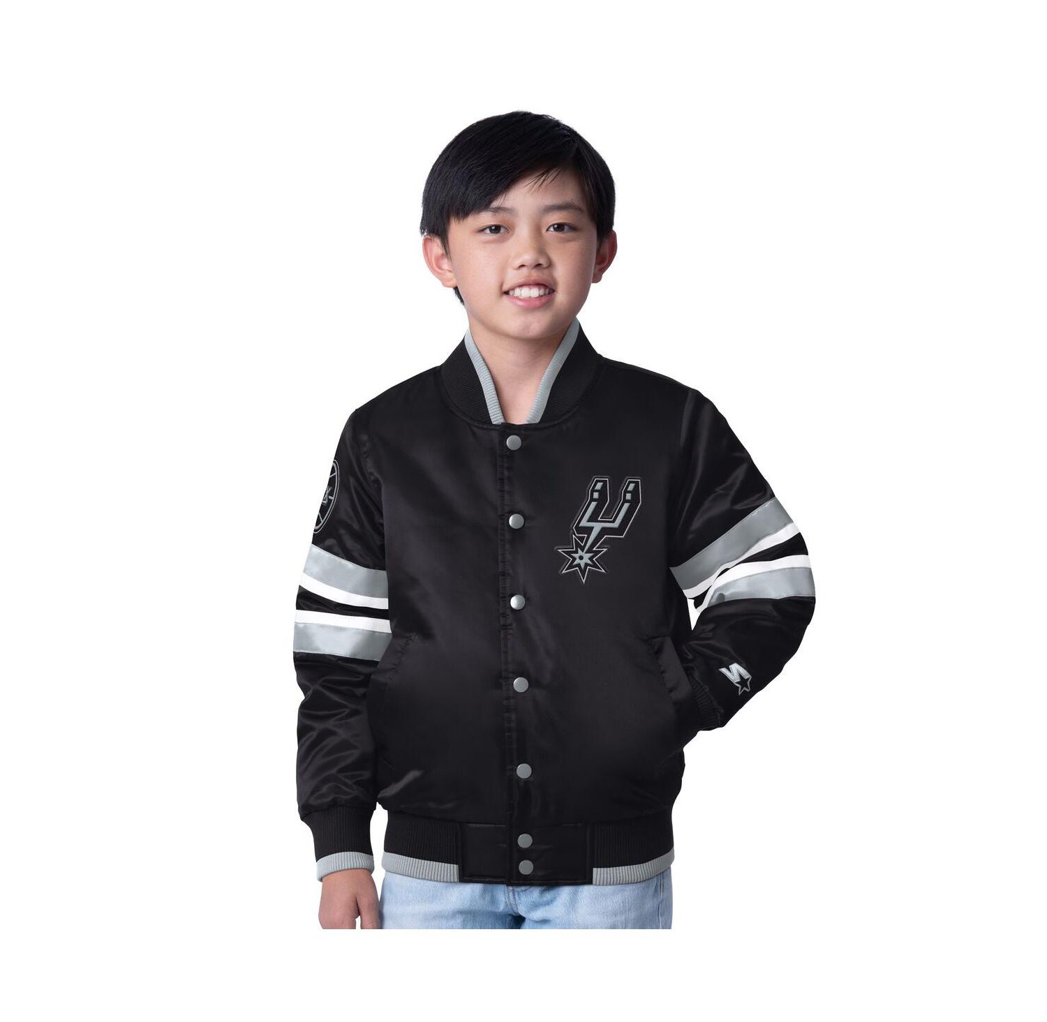 Big Boys and Girls Black San Antonio Spurs Scout Varsity Full-Snap Jacket