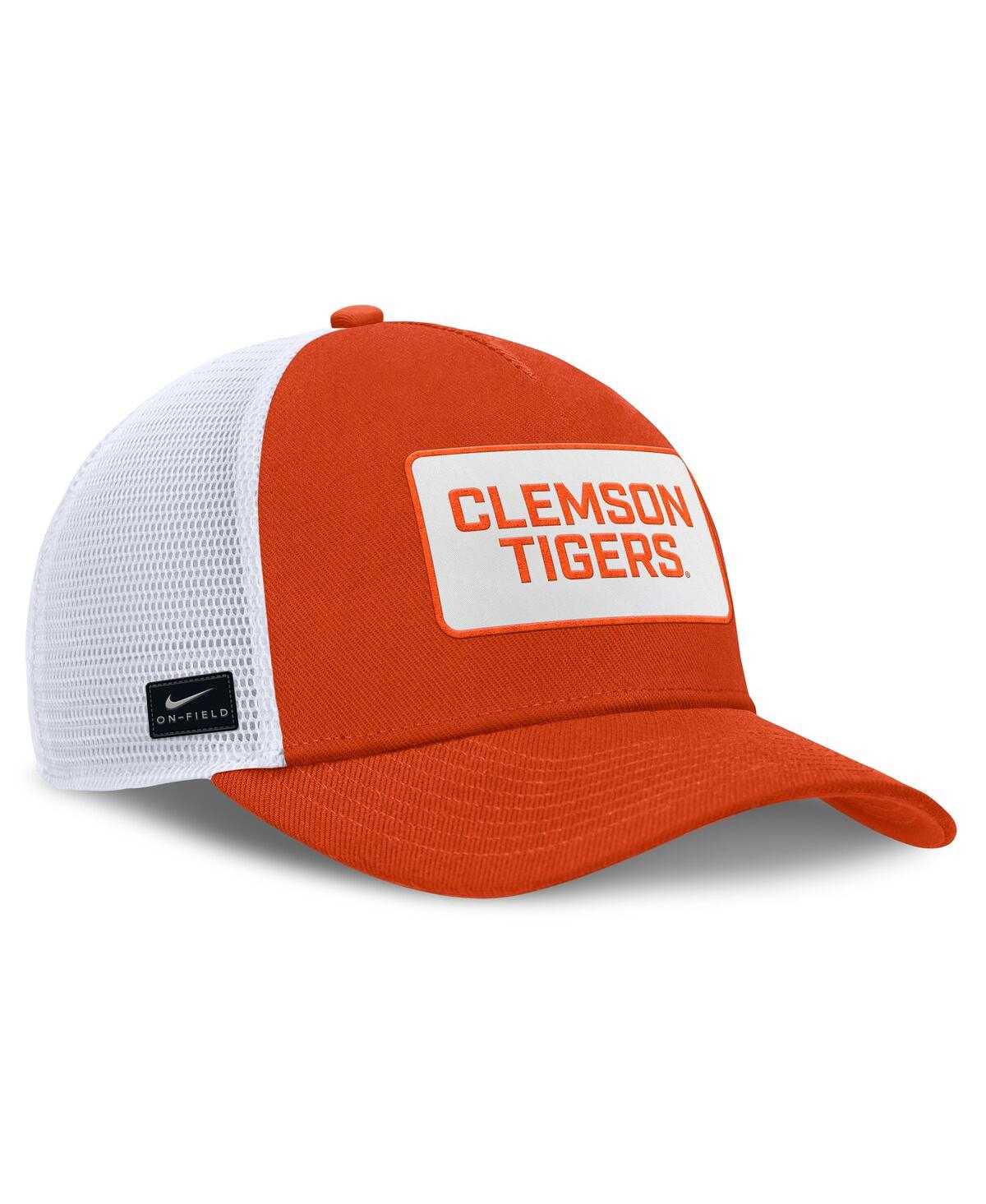 Nike Men's Orange/white Clemson Tigers 2025 On-field Rise Patch Trucker Adjustable Hat In Multi