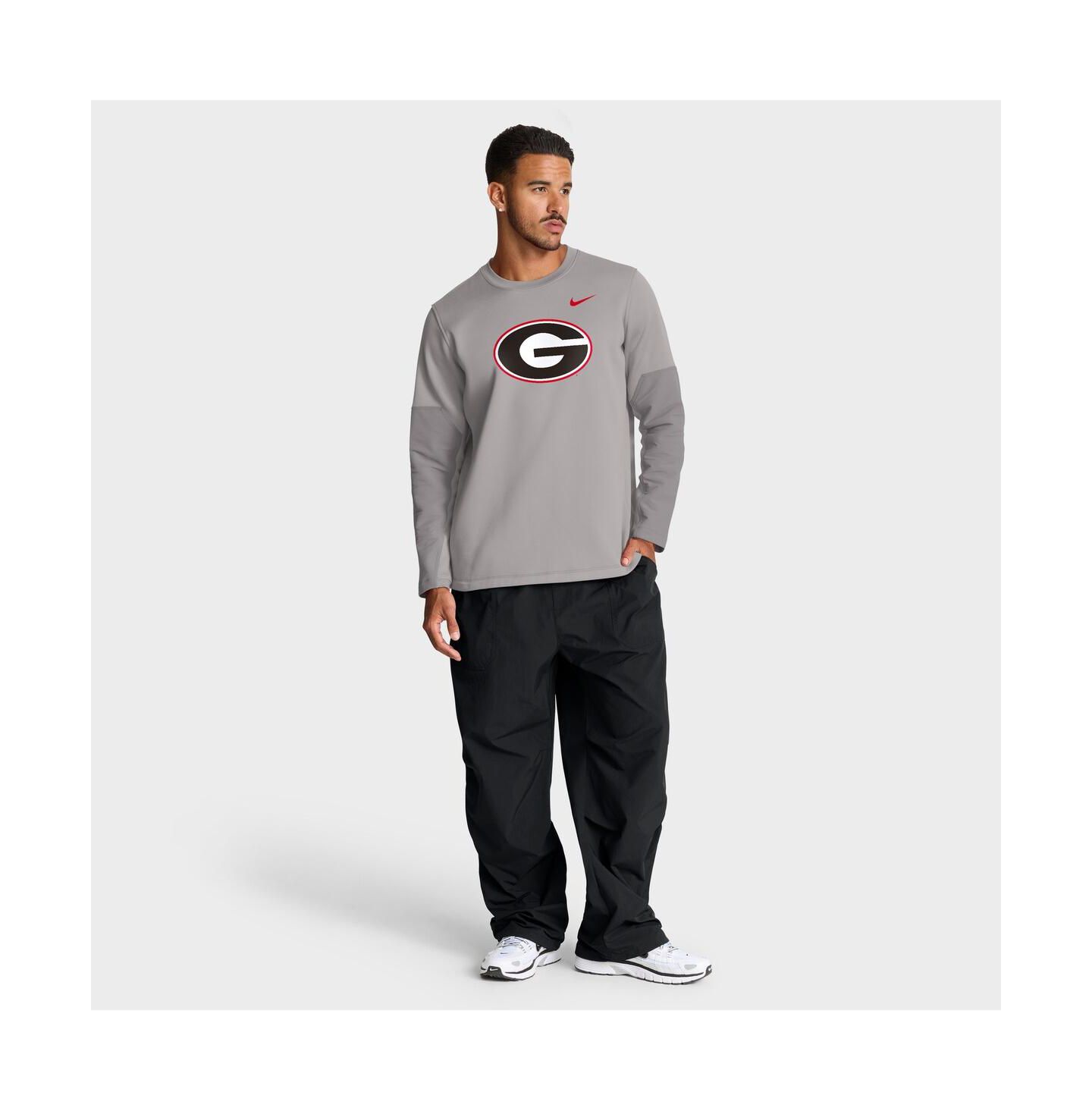 Мужская футболка Nike Gray Georgia Bulldogs 2025 Sideline Coach Performance Long Sleeve — фото 3