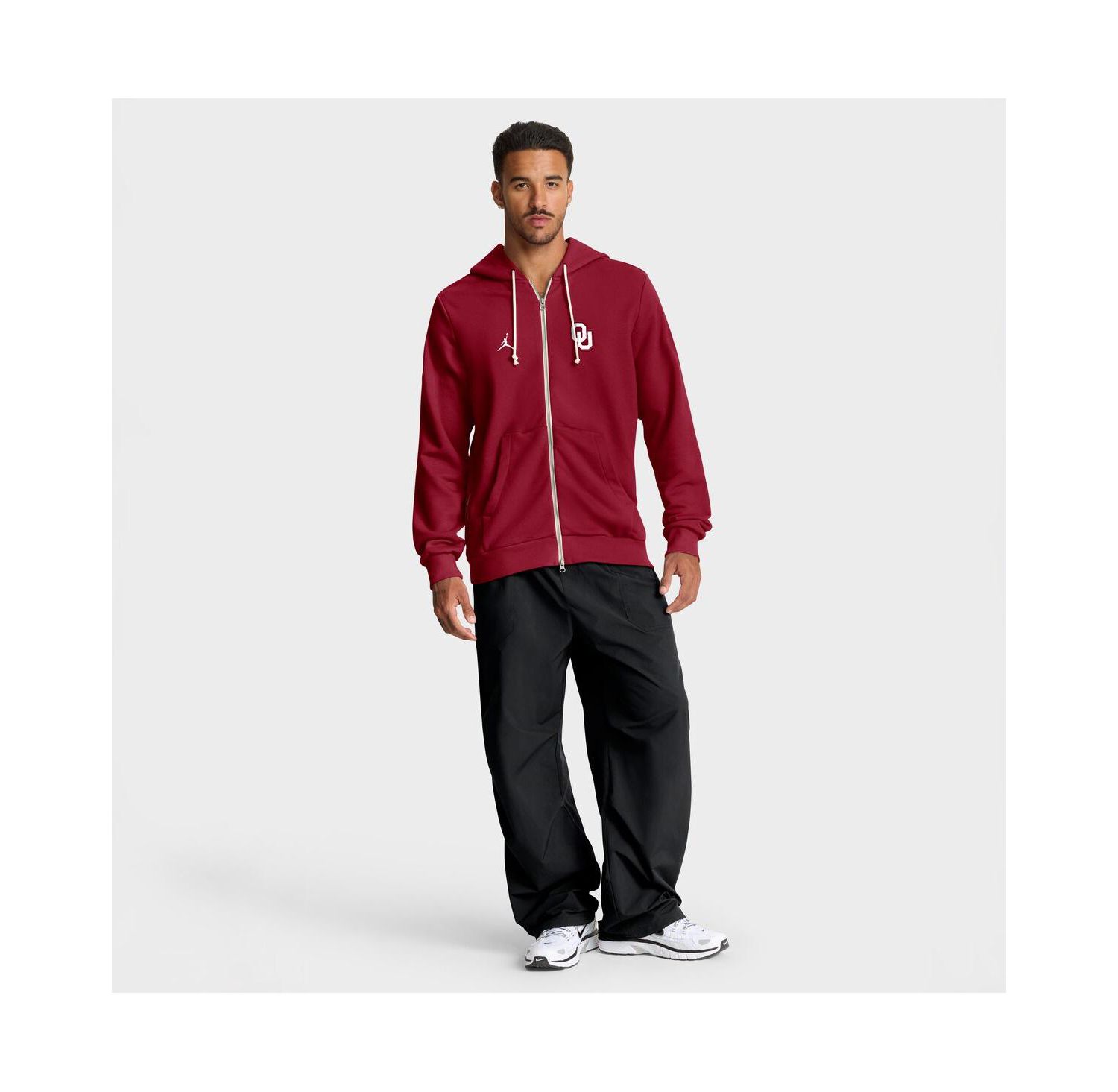 Men's Crimson Oklahoma Sooners 2025 Sideline Performance Full-Zip Hoodie