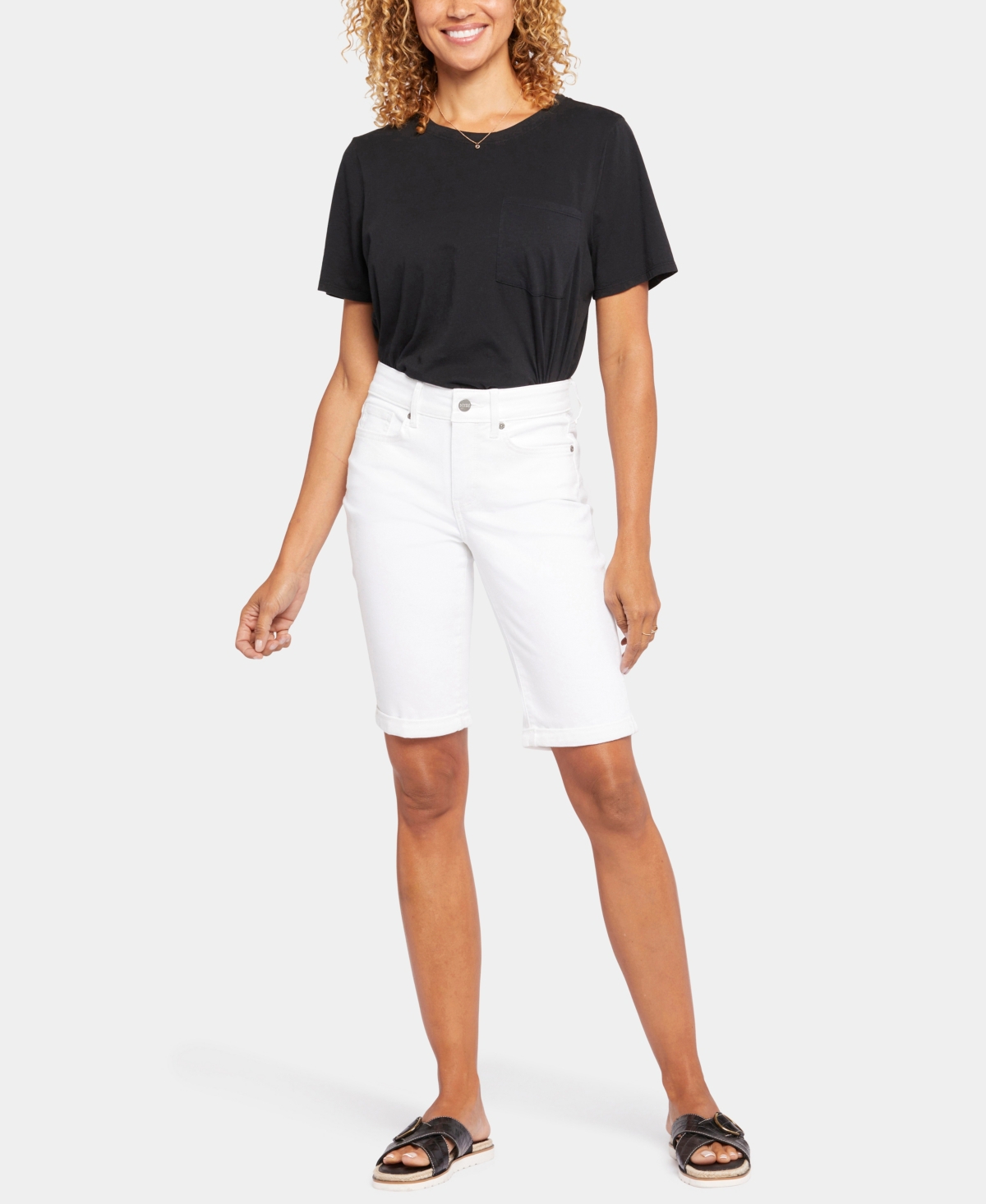 Petite Briella Roll Cuff Shorts - Optic White