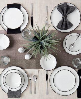 Black Rim 12 Pc. Dinnerware Set, Service for 4, Exclusively at Macy's