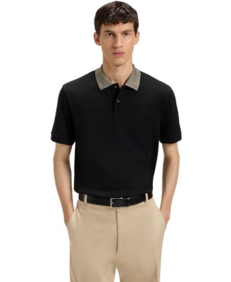 Men's Patterned Collar Pima-Cotton Polo Shirt