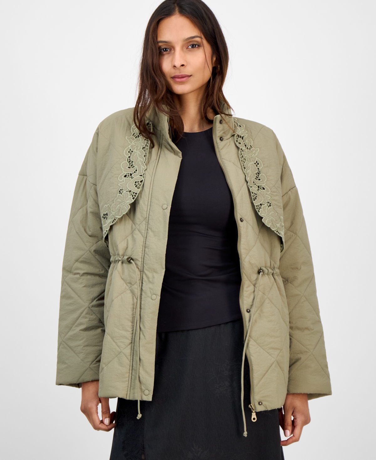 And Now This Women's Cutwork Quilted Jacket, Macy's Exclusive In Green