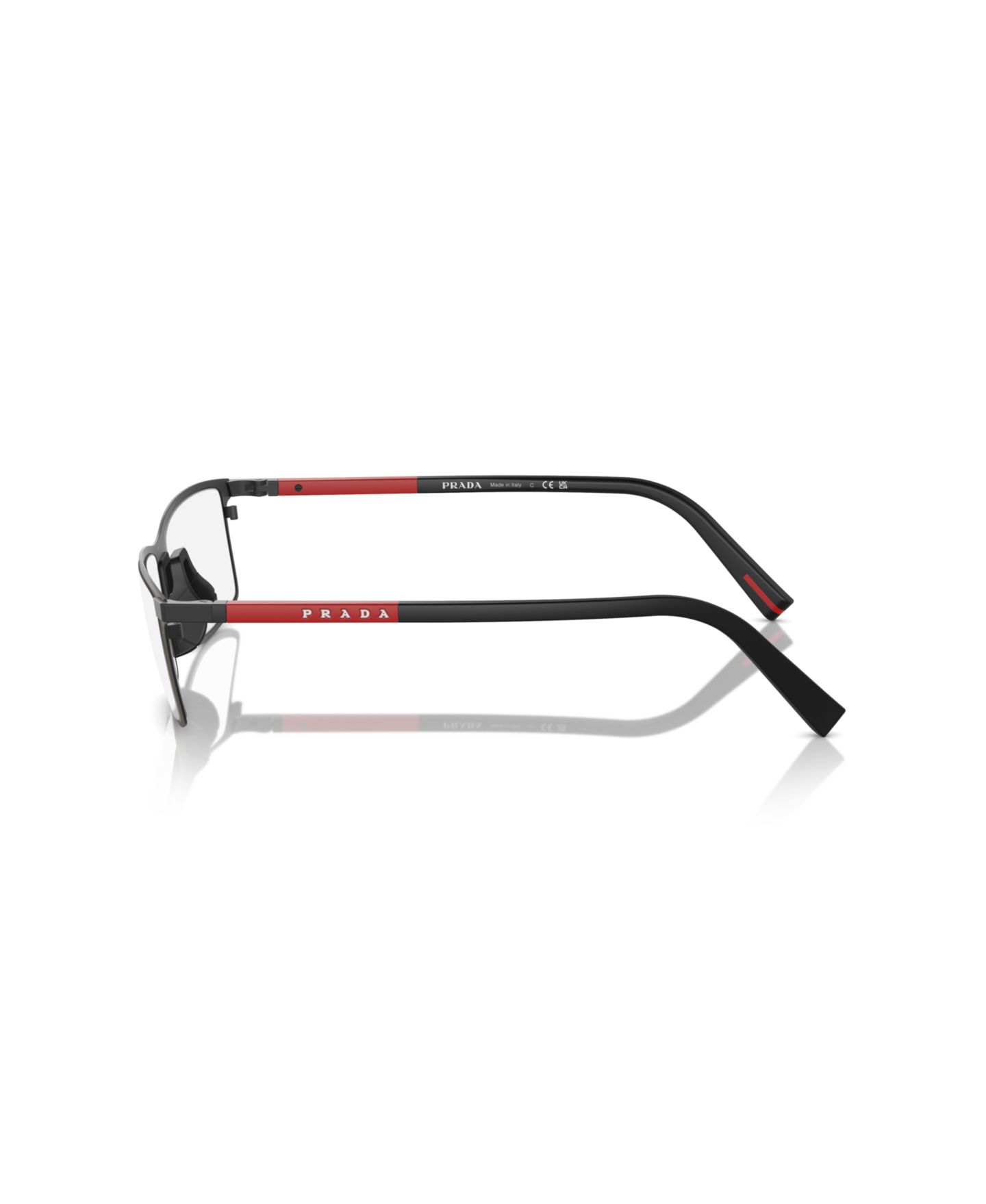 Мужские очки PRADA LINEA ROSSA Man Rectangle Metal PS 53QV Eyeglasses, цвет: Серый каучуковый — фото 3