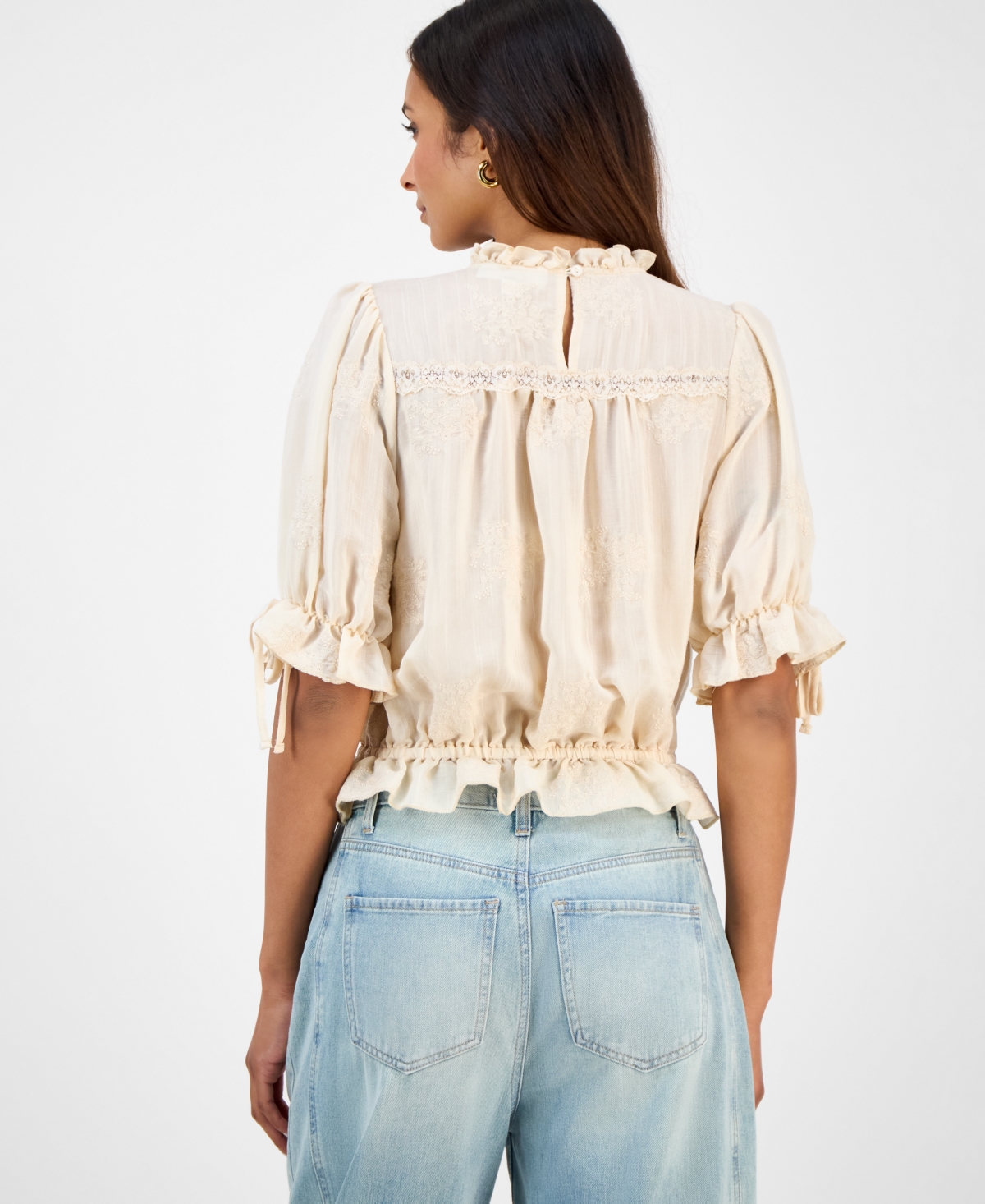 And Now This Women's Embroidered Lace-trim Blouse, Macy's Exclusive In Animal Print