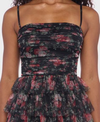 Juniors' Strapless Straight-Neck Fit & Flare Dress