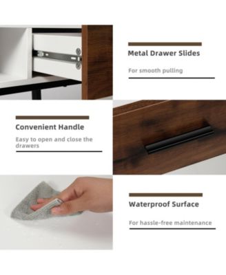 42 Inch Industrial Console Table with 2 Drawers for Entryway Hallway