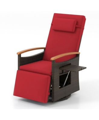 Set Of 2 Outdoor 360° Swivel Rattan Recliner Chair Patio Wicker Chaise Lounge Chair