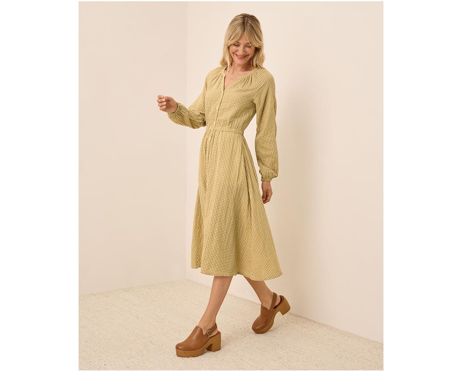 Organic Cotton Coastal Double Gauze Poet Sleeve Dress