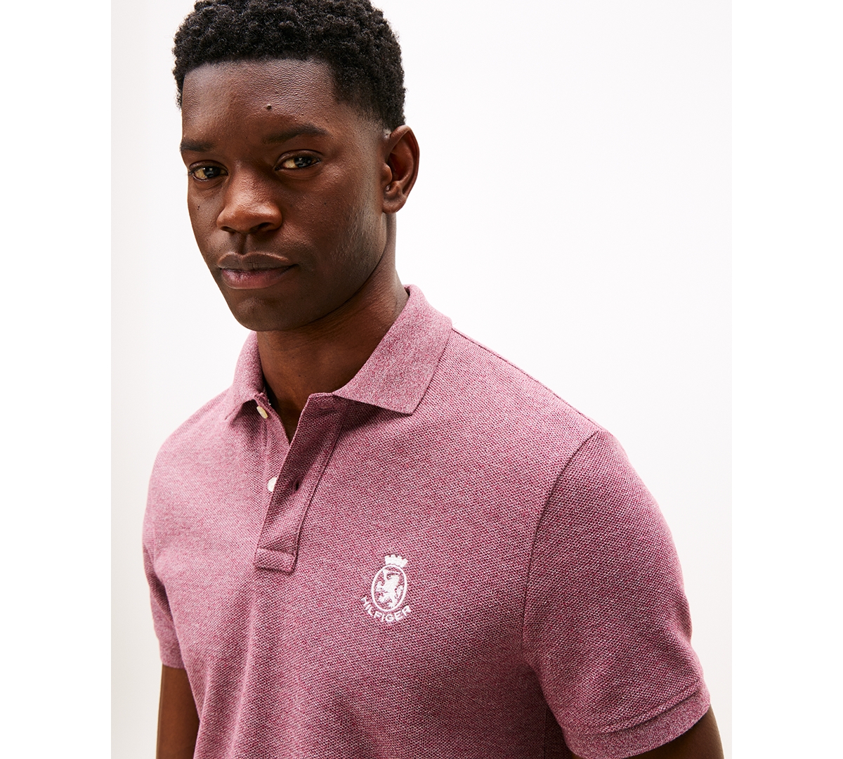 Tommy Hilfiger Men's Heathered Crest Regular Fit Polo Shirt In Pink