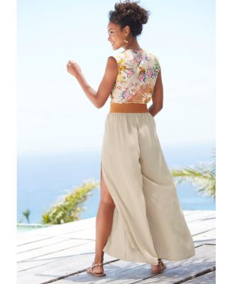 Women's Side Slit Wide Leg Pants