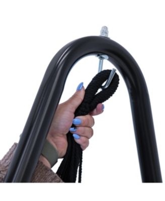 Indoor or Outdoor Hammock Chair with A-Frame Steel Stand - Anti-Tip Feet for Stability - Black