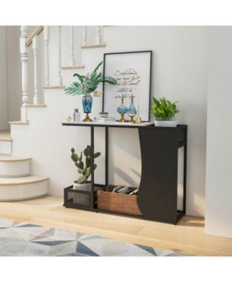 43.5 Inch Console Table with Plant Position and Faux Marble Top