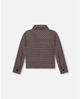 Toddler Girls Jacquard Knit Jacket with Houndstooth Pattern - Toddler|Child