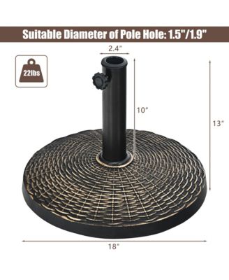 22 lbs Round Resin Patio Umbrella Base Stand Holder w/ Adjustable Knob