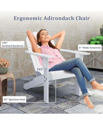 2PCS Patio Adirondack Chair w/ Inclined Seat High Backrest & Wide Armrests