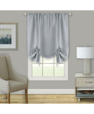 Shabby Linen Farmhouse Sheer Flax Curtain Tie Up Single Window Curtain Shade - 42 in. W x 63 in. L, Toast