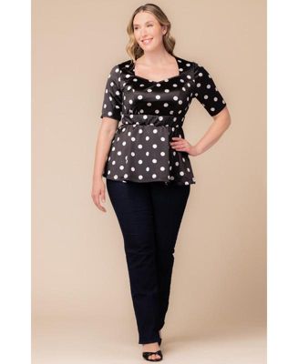 Women's Plus Size Posh Peplum Top with Sweetheart Neckline
