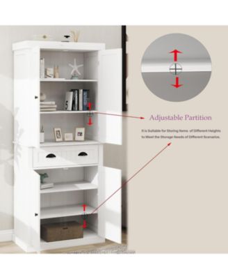 CASAINC 71" Tall Storage Cabinet With Drawer, 4 Doors and Adjustable Shelves