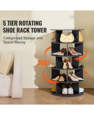 5-Tier Rotating Shoe Rack Tower, 360° Spinning Carousel Organizer for Entryway