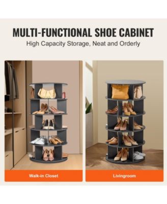 5-Tier Rotating Shoe Rack Tower, 360° Spinning Carousel Organizer for Entryway