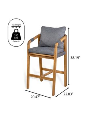 Porto 2-Pc. Acacia Wood Roped Cushioned Armrest Tub Outdoor Bar Stools