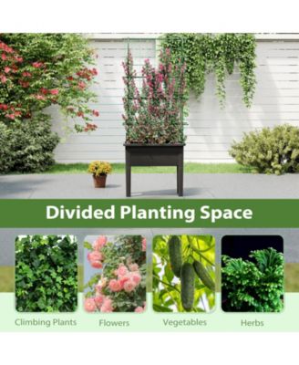 Raised Garden Bed Planter Box with Climbing Trellis Water Level Indicator