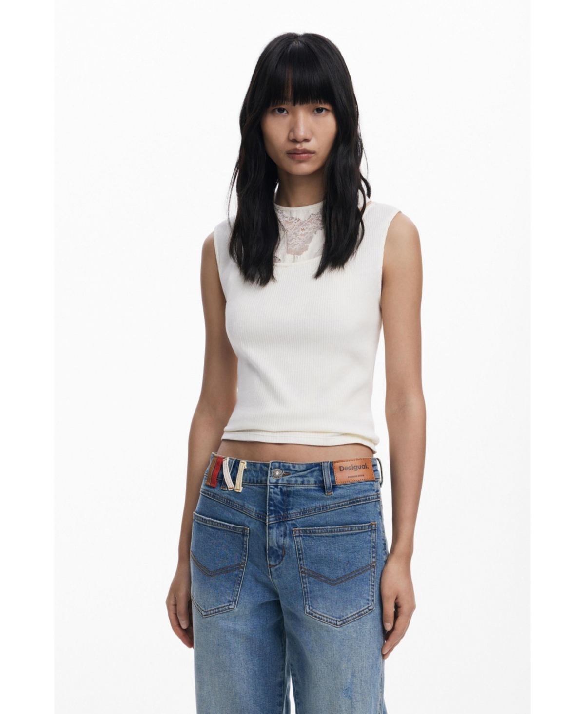 Desigual Women's Boyfriend Jeans With Inverted Pockets In Blue