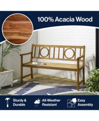Apollo 51.2" 3-Seat Circle-Back 600-Lbs Support Acacia Wood Outdoor Garden Patio Bench