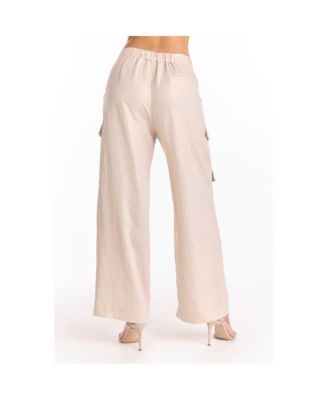 Womens Milan Linen Shimmer Cargo Pant - Gilded Beige