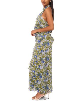 Women's Sleeveless Halter-Neck Chiffon Maxi Dress
